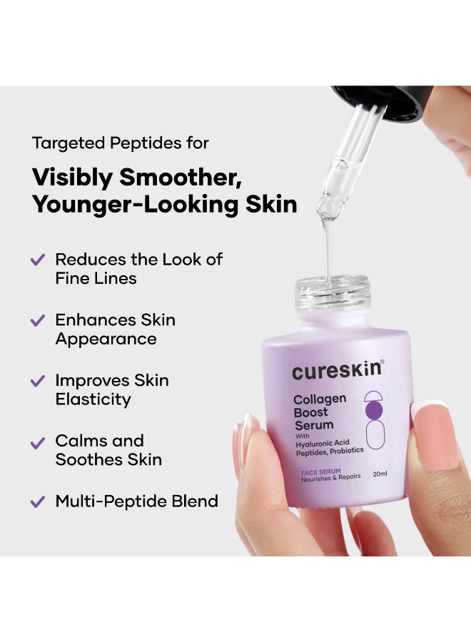 Cureskin Collagen Peptides for Women | Collagen Boost Hyaluronic Acid Serum | Plumps & Repairs with Hyaluronic Acid, Peptides and Probiotics - Image 2